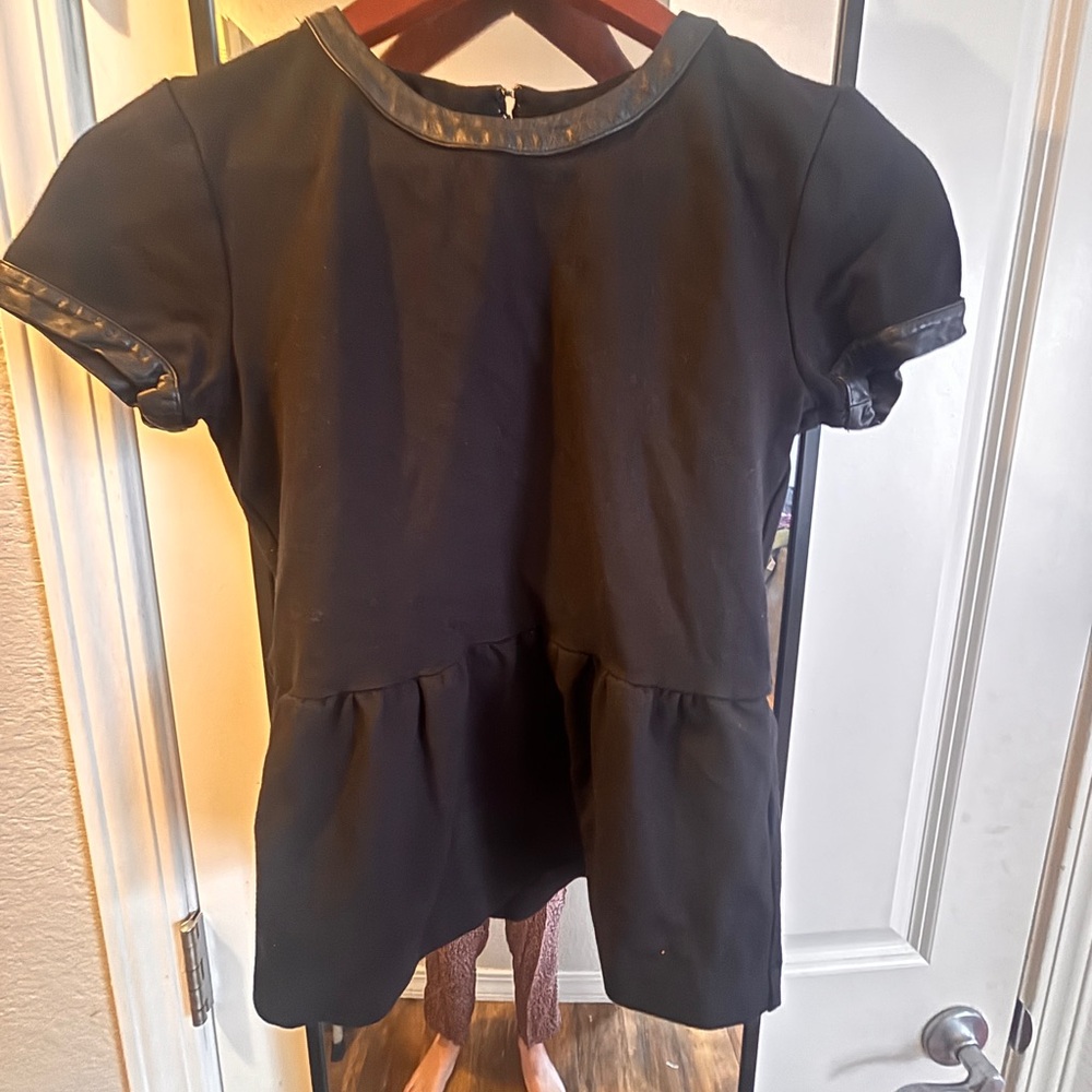 Madewell Black Peplum Top Faux Leather Collar Babydoll XS - Picture 3 of 5